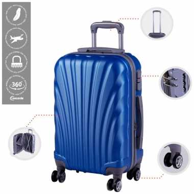 Vakantie cabine trolley koffer met zwenkwielen 33 liter blauw