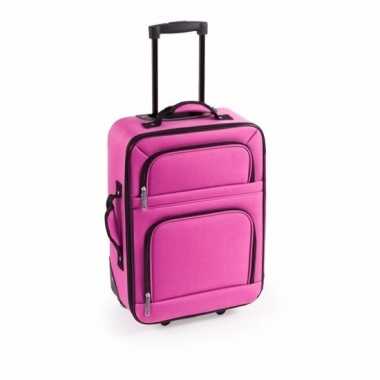 Vakantie handbagage trolley roze 50 cm